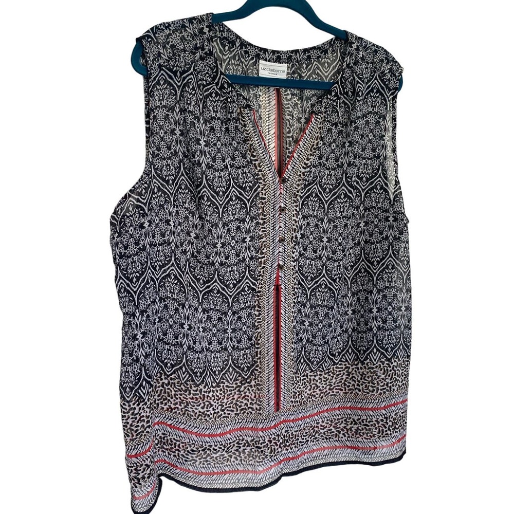 Liz Claiborne Woman Boho Cheetah Print Sleeveless Blouse 1X